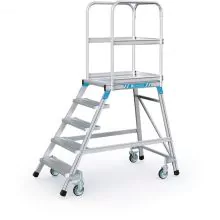 Fahrbare Plattformleiter Zarges Aluminium einzeln 5 Stufen 1200 mm