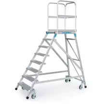 Fahrbare Plattformtreppe Zarges Aluminium Einzel 8 Stufen 1920 mm