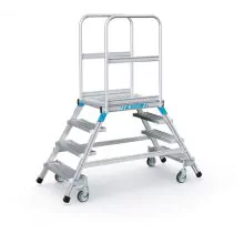 Fahrbare Plattformleiter Zarges Aluminium doppelt 2x4 Stufen 960 mm