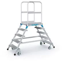 Fahrbare Plattformtreppe Zarges Aluminium Doppel 2x5 Stufen 1200 mm