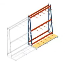 Regal für vertikale Lagerung AR einseitig 2500x1850x900 mm (hxbxt) blau 3 Ebenen Anbauregal