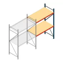 Weitspannregal AR 2000x1610x800 mm (hxbxt) 2 Ebenen blau Anbauregal mit vormontierten Rahmen