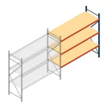 Weitspannregal AR 2000x2700x800 mm (hxbxt) 3 Ebenen blau Anbauregal mit vormontierten Rahmen