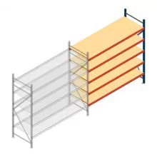 Weitspannregal AR 2000x2700x800 mm (hxbxt) 5 Ebenen blau Anbauregal mit vormontierten Rahmen