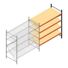 Weitspannregal AR 2500x2250x1000 mm (hxbxt) 4 Ebenen verzinkt Anbauregal mit vormontierten Rahmen