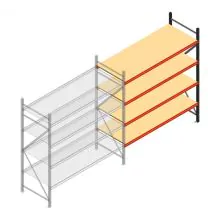 Weitspannregal AR 2500x2250x800 mm (hxbxt) 4 Ebenen verzinkt Anbauregal