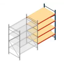 Weitspannregal AR 2500x1610x1000 mm (hxbxt) 4 Ebenen blau Anbauregal