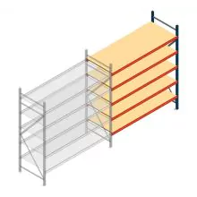 Weitspannregal AR 2500x2250x800 mm (hxbxt) 5 Ebenen blau Anbauregal