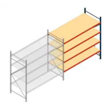 Weitspannregal AR 2500x2700x1000 mm (hxbxt) 4 Ebenen blau Anbauregal