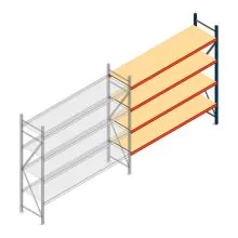 Weitspannregal AR 2500x2700x600 mm (hxbxt) 4 Ebenen blau Anbauregal