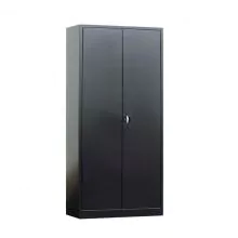 Abschließbarer Metall-Flügeltürenschrank, Lagerregalschrank 1800x800x380 mm (hxbxt) schwarz