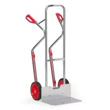Aluminium Sackkarre 200 kg 1300 mm mit Gummireifen, extra große Schaufel und Gleitschienen