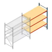 Weitspannregal AR 2250x2010x1000 mm (hxbxt) 3 Ebenen blau Anbauregal mit vorkonfektionierten Rahmen