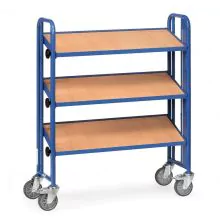 Lagerbehälterwagen 250 kg mit 3 Holz-Etagen 900x315 neigbar
