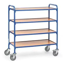 Beistellwagen 250 kg mit 4 Holz-Etagen 940x470 mm (LxB)