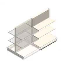 Gondola Tego Ladenregal 1400x1000x470 mm (hxbxt) 3 Ebenen RAL9001 Anbauregal