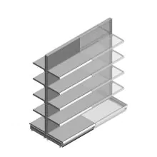 Gondola Tego Ladenregal 2200x1000x470 mm (HöhexBreitexTief) 5 Ebenen RAL9006 Anfangsregal