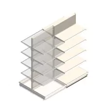 Gondola Tego Ladenregal 2200x1000x570 mm (hxbxt) 5 Ebenen RAL9001 Anbauregal