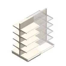Gondel Tego Ladenregal 2200x1000x570 mm (hxbxt) 5 Ebenen RAL9001 Anfangsregal