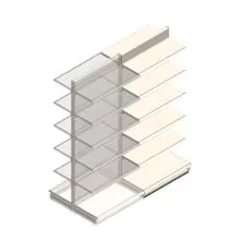 Gondola Tego Ladenregal 2400x1000x470 mm (hxbxt) 6 Ebenen RAL9001 Anbauregal