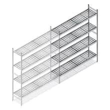 Hygienisches Regal 6611 1800x1080x360 mm (hxbxt) 4 Ebenen Anbauregal