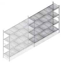 Hygienisches Regal 6611 1800x1320x560 mm (hxbxt) 4 Ebenen Anbauregal