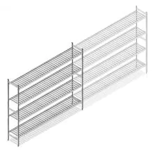 Hygienisches Regal 6811 1800x1620x360 mm (hxbxt) 4 Ebenen Anfangsregal