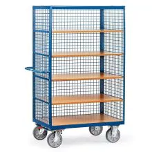 Tischwagen 750 kg 1000x680 mit 5 Etagen und Drahtgitterwänden