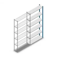 Fachbodenregal Medium Duty 2500x1150x300mm (hxBxT) 6 Ebenen blau Anbauregal
