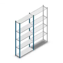Fachbodenregal Mittelstark 2200x1000x300 mm (hxbxt) 5 Ebenen blau Anfangsregal