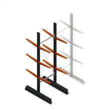 Leichtes doppelseitiges Kragarmregal 2500x750x500 mm (hxbxt) 3 Ebenen Anfangsregal
