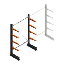 Leichtes Kragarmregal einseitig 2000x1250x500 mm (H x B x T) 4 Ebenen Anfangsregal