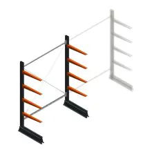 Leichtes Kragarmregal einseitig 2000x1500x600 mm (hxbxt) 4 Ebenen Anfangsregal