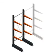 Leichtes Kragarmregal einseitig 2000x750x600 mm (hxbxt) 3 Ebenen Anfangsregal