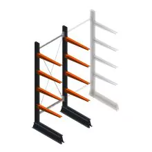 Leichtes Kragarmregal einseitig 2000x750x600 mm (hxbxt) 4 Ebenen Anfangsregal