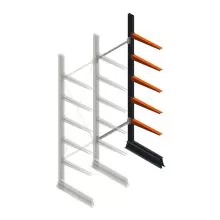Leichtes Kragarmregal einseitig 2500x750x600 mm (hxbxt) 5 Ebenen Anbauregal