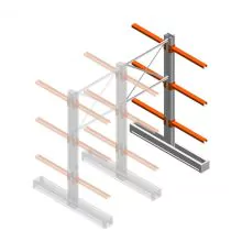 Mittel Kragarmregal IT doppelseitig 2455x1200x800 mm (hxbxt) 3 Ebenen Anbauregal