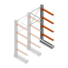 Mittleres Kragarmregal IT einseitig 2455x1000x800 mm (hxbxt) 4 Ebenen Anbauregal