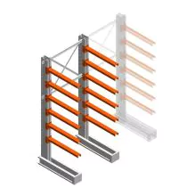 Mittleres Kragarmregal IT einseitig 2455x1000x800 mm (hxbxt) 6 Ebenen Anfangsregal