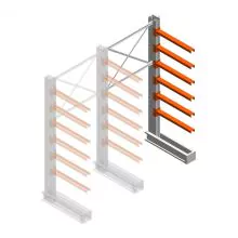 Mittleres Kragarmregal IT, einseitig 2455x1200x800 mm (hxbxt) 6 Ebenen Anbauregal