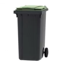 Abfallbehälter, mobiler Rollcontainer 240 Liter grau grün