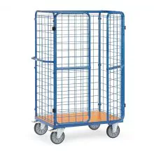 Paketwagen, Transportwagen 1200x800x1800 mm (LxBxH) 600 kg mit 3 Gitterwänden und Flügeltür