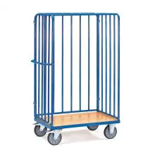 Paketwagen, Transportwagen 1200x800x1800 mm (lxbxh) 600 kg mit 3 Wänden mit Stäben