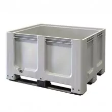 Palettenbox Blockpalettenformat 1200x1000x760 mm (lxbxh) auf 3 Kufen grau