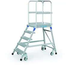 Fahrbare Plattformleiter Aluminium Zarges 5 Stufen Plattformhöhe 1200 mm