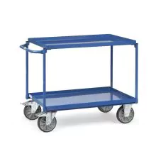 Stahl-Tischwagen 400 kg mit 2 Stahl-Etagen und horizontalem Schiebegriff 1000x700