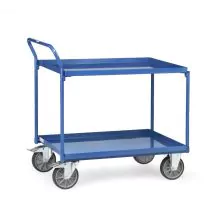 Stählerner Tischwagen 400 kg mit 2 stählernen Etagen und aufstehendem Schiebegriff 850x500