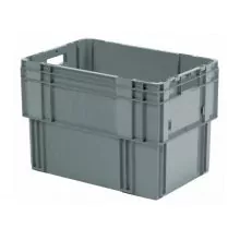 Stapelfähige, nestbare Transportkiste DTK0 600x400x420 mm (lxbxh) grau