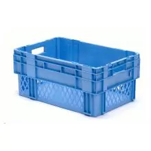 Stapelbare, nestbare Transportkiste DTK1 600x400x270 mm (LxBxH) blau