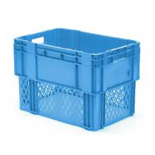 Stapelbare, nestbare Transportkiste DTK1 600x400x420 mm (lxbxh) blau